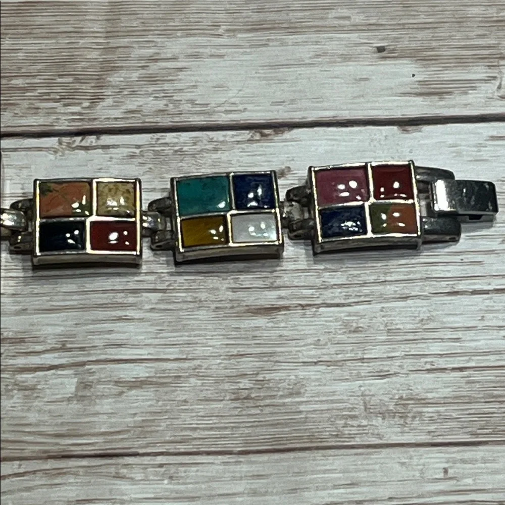 Aria Quartz 925 Silver Multicolor Square Dial Watch